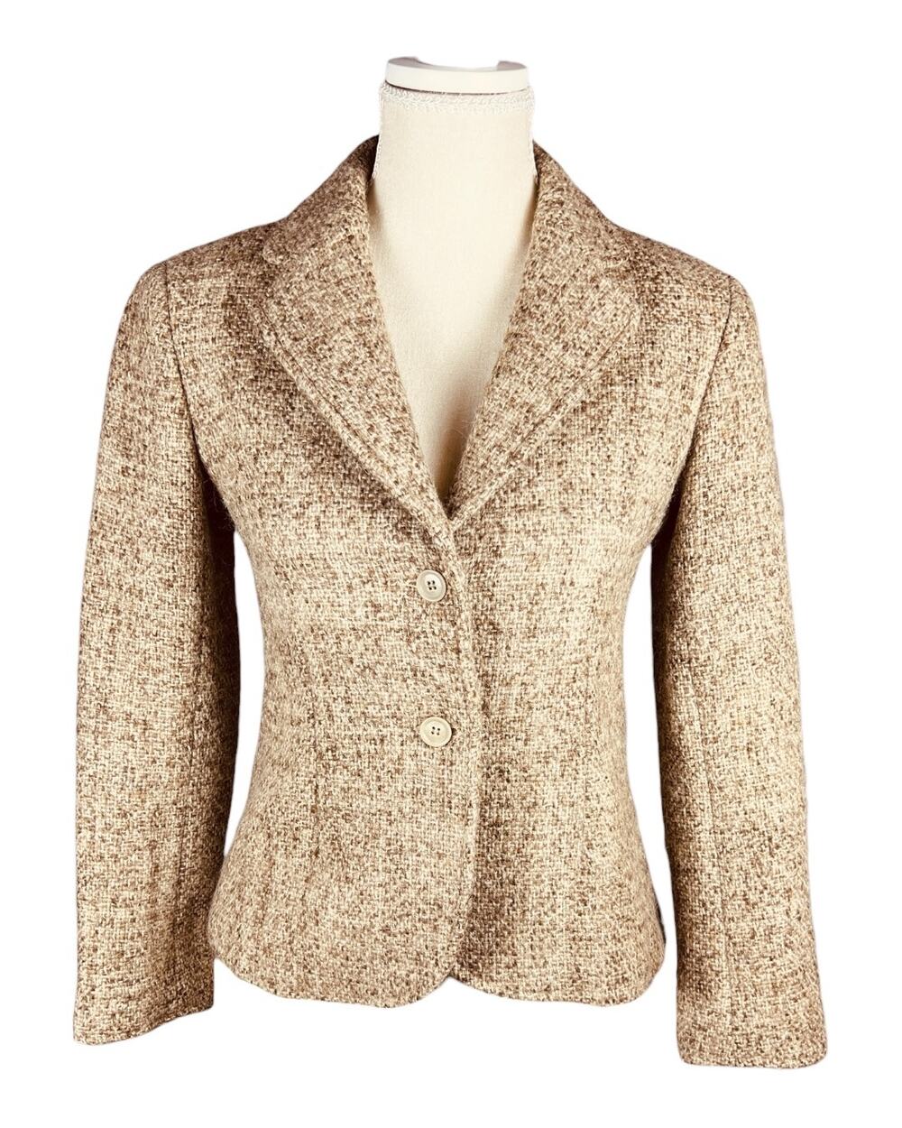 Vintage 70s Halston Sportswear Wool Alpaca Tweed Fitted Blazer Jacket Size 4